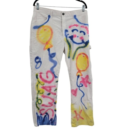 Unisex upcycled white painters - upcycled,